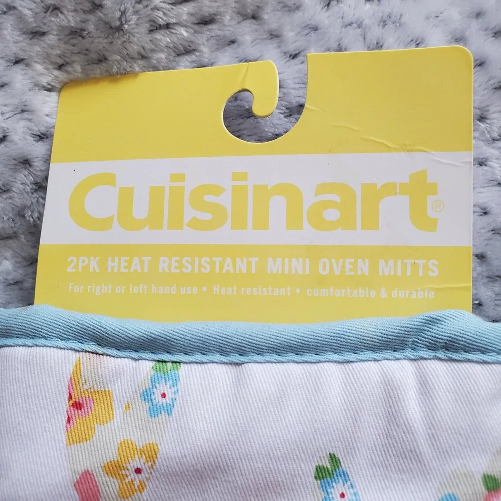 Cuisinart 2PK Mini Oven Mitts Easter Bunny Floral Butterfly‎ Heat Resistant NEW